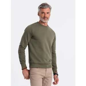 Ombre BASIC men's hoodless sweatshirt - dark olive green