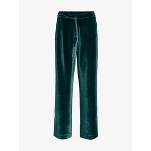 Dark green women's velvet trousers VILA Vicam - Women