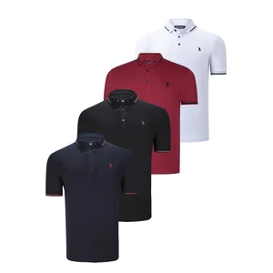 QUADRUPLE SET T8586 DEWBERRY MEN'S T-SHIRT-BLACK-WHITE-NAVY-BURGUNDY