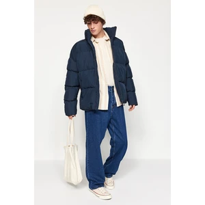 Trendyol Navy Blue Unisex Oversize Fit Stand gallér pufferdzseki