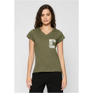 Ladies Waiting For Friday Box Olive Tee