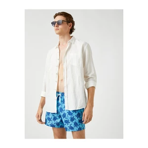 Koton Swimsuit Shorts Turtle Printed, Pockets, Tie Waist