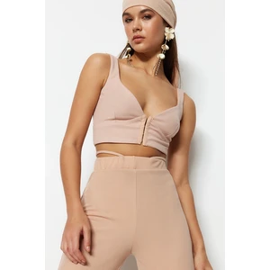 Trendyol Stone Crop Lined Knitted Hook Bustier