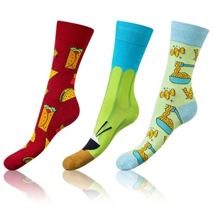 Bellinda <br />
CRAZY SOCKS 3x - Zábavné crazy ponožky 3 páry - tmavo hnedá - svetlo modrá - svetlo zelená