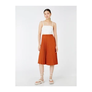 Koton Pleated Midi Length Skirt with Elastic Waist