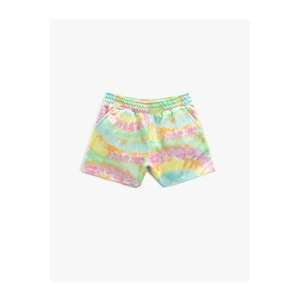 Koton Tie-Dye Patterned Shorts with Pocket. Elastic Waist. Comfortable Cut.