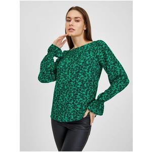 Orsay Black-Green Ladies Flowered Blouse - Women