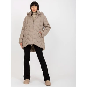 Beige winter jacket with hood