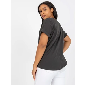 Khaki T-shirt plus size with inscription