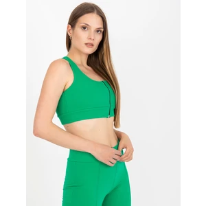 Zelený žebrovaný basic crop top z bavlny RUE PARIS