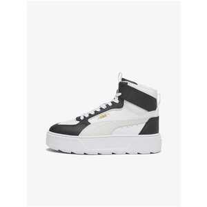 Black and white women's leather ankle sneakers on the Puma Karmen Rebelle platform