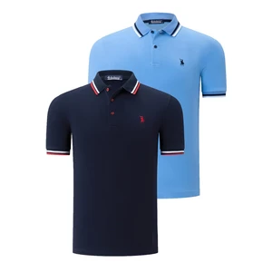 DUAL SET T8594 DEWBERRY MENS T-SHIRT-NAVY BLUE-LIGHT BLUE