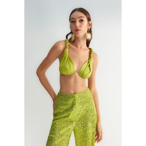 Trendyol X Zeynep Tosun Light Green Underwire Bustier with Strap Detail