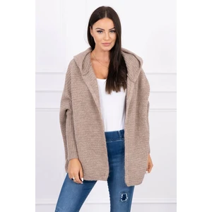 Hooded sweater with batwing sleeve cappuccino