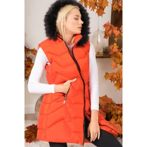 Z6761 DEWBERRY LADIES' VEST-LIGHT ORANGE