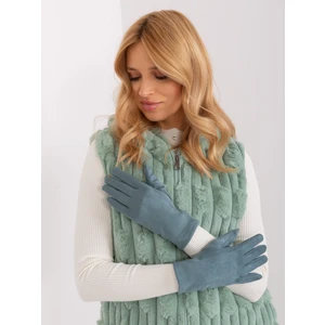 Dark mint smooth winter gloves