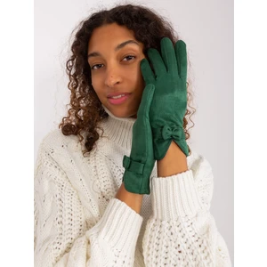 Dark green elegant gloves with bow