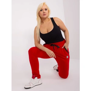 Red plus size sweatpants with ties