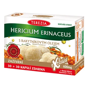 Terezia Company Hericium erinaceus se 100% rakytníkovým olejem 30 kapslí + 30 kapslí ZDARMA