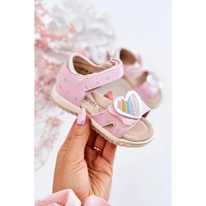 Children's Leather Sandals With A Heart Pink Elianna