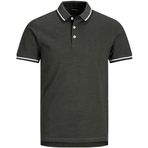 Jack&Jones PLUS Pánske polo triko Slim Fit JJEPAULOS 12143859 Forest Night XXL