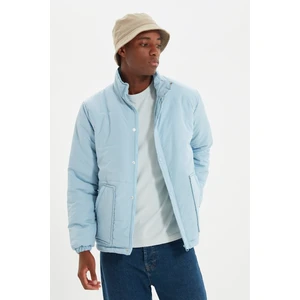 Trendyol Light Blue Men's Stand Up Collar Snap Closure Big Pocket Coat