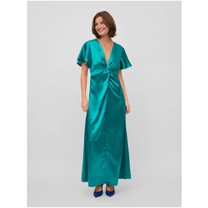 Green Ladies Satin Maxi-dresses VILA Sittas - Women
