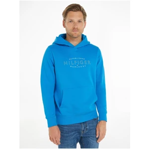 Blue Mens Sweatshirt Tommy Hilfiger Curve Logo Hoody - Men