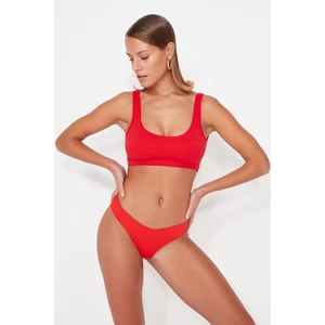 Trendyol Red Textured Bikini dół