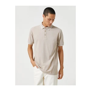 Koton Polo Neck T-shirt with Button Detail, Slim Fit