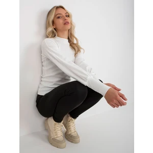 RUE PARIS white ribbed turtleneck blouse