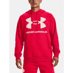 Mikina Under Armour pánska, červená farba, s kapucňou, s potlačou