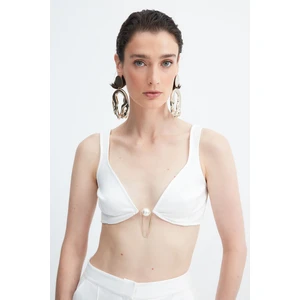 Trendyol X Zeynep Tosun Ecru Pearl Accessory Detailed Tie Bustier