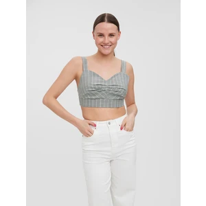 Světle šedý pruhovaný crop top na ramínka VERO MODA Serena - Dámské