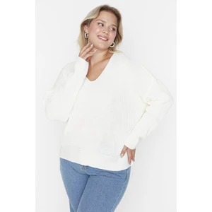 Trendyol Curve Plus Size Sweater - Ecru - Regular fit