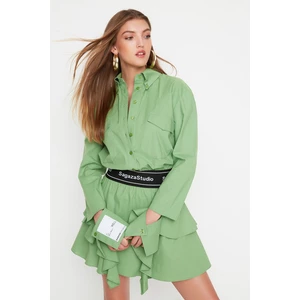 Trendyol X Sagaza Studio Green Detailed Poplin Dress