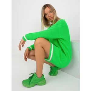 Fluo Green Minidress with neckline in V RUE PARIS