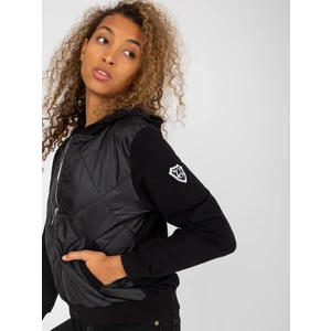 Black Women's Bomber Sweatshirt with Stitching RUE PARIS