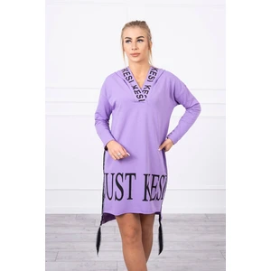 Dress with hood and print purple