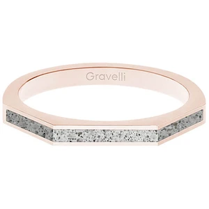 Gravelli Ocelový prsten s betonem Three Side bronzová/šedá GJRWRGG123 56 mm