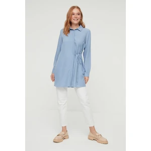 Trendyol Blue Hidden Pat Tie Detailed Shirt