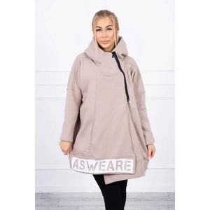 Insulated sweatshirt with a zipper beige