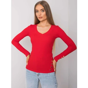 RUE PARIS Women's red blouse with long sleeves