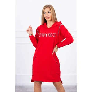 Dress with the inscription unlimited red