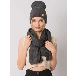 Dark gray winter set, hat and scarf RUE PARIS