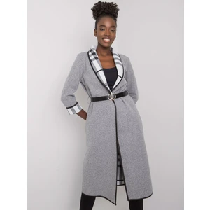 Gray melange coat without fastening