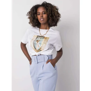 White women&#39;s t-shirt with a print