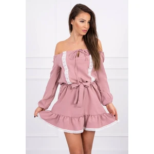 Off-the-shoulder dress and lace dark pink