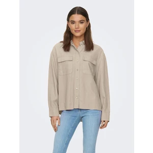 Beige Ladies Linen Shirt ONLY Caro - Women