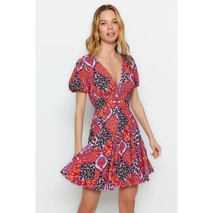 Trendyol Floral Patterned Mini Woven Beach Dress